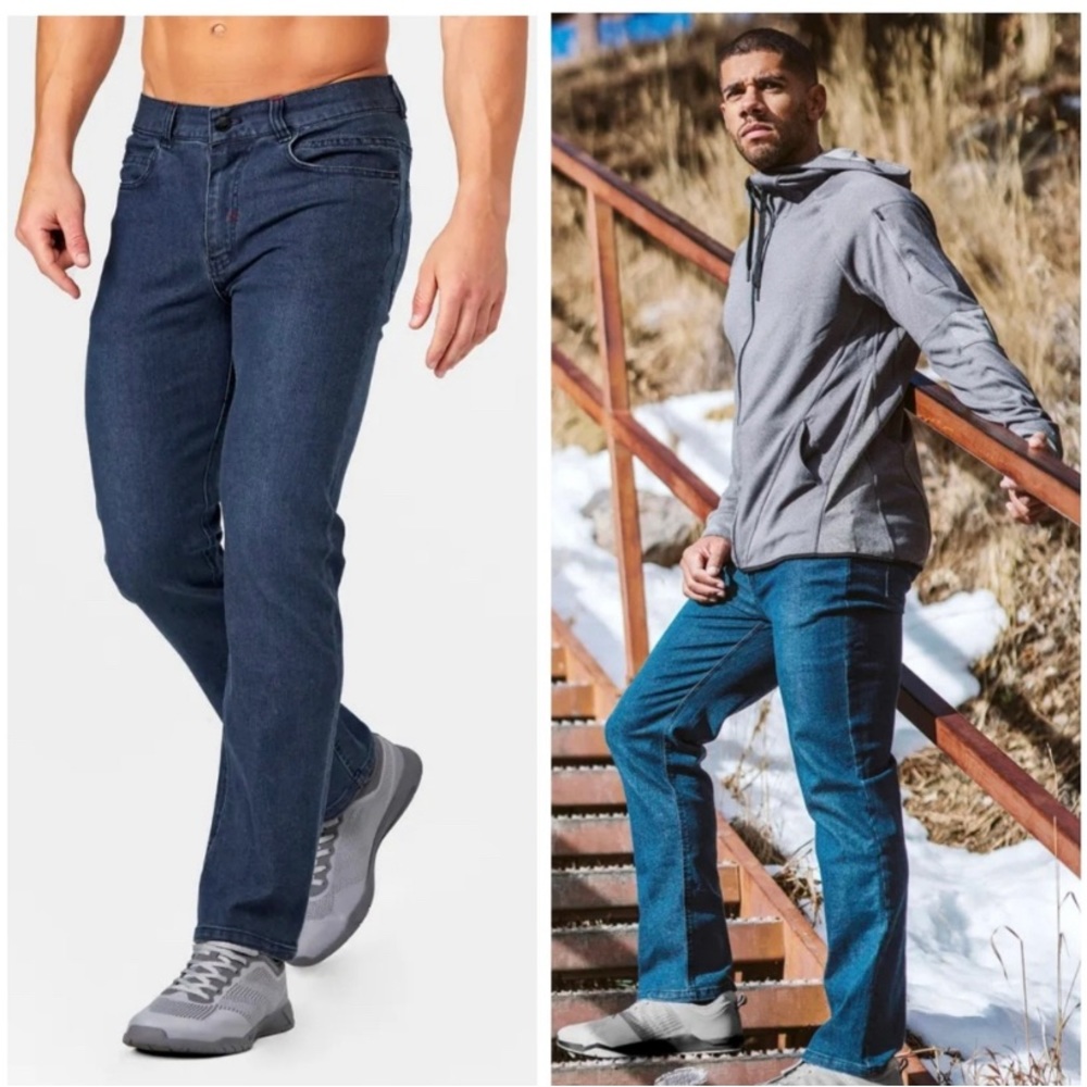 Hylete Optic II Men’s Athletic Straight Leg Jeans Indigo Stealth Black 32 X 34